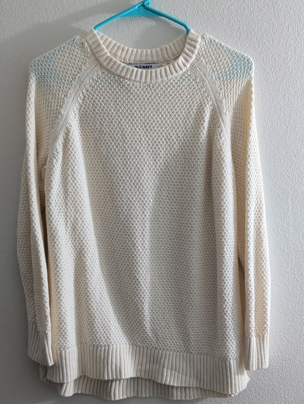 Old Navy Cream Textured Knit Crewneck Sweater
